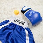 Personalisierte Leder Neugeborenes Baby Boxhandschuhe und Shorts Set mit gestickten Namen Foto Requisiten Geburtstag Sport Geschenk für Baby
