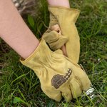 Personalized Cowhide Leather Pair of Gloves with Logo or Text Gardening Truck Driving Work Accessories Father's Day Birthday Gift for Men Dad