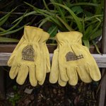 Personalized Cowhide Leather Pair of Gloves with Logo or Text Gardening Truck Driving Work Accessories Father's Day Birthday Gift for Men Dad