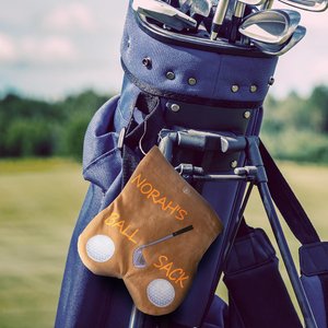 Personalized Funny Flannel Golf Ball Bag Sack with Custom Name Funny Golf Gift for Golf Lovers Men Father Husband