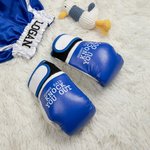 Personalisierte Leder Neugeborenes Baby Boxhandschuhe und Shorts Set mit gestickten Namen Foto Requisiten Geburtstag Sport Geschenk für Baby
