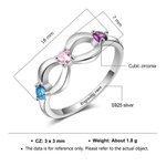 Gepersonaliseerde oneindigheidsring met 3 geboortestenen met gegraveerde tekst Moederdag Verjaardagscadeau voor haar