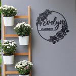 Personalized Flower Art Sign with Name Outdoor Garden