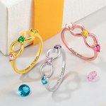 Gepersonaliseerde oneindigheidsring met 3 geboortestenen met gegraveerde tekst Moederdag Verjaardagscadeau voor haar