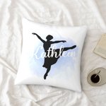 Personalized Dance Ballerina Silhouette Throw Pillow Cushion Cover Gift for Dancer
