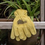 Personalized Cowhide Leather Pair of Gloves with Logo or Text Gardening Truck Driving Work Accessories Father's Day Birthday Gift for Men Dad