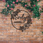Personalized Flower Art Sign with Name Outdoor Garden