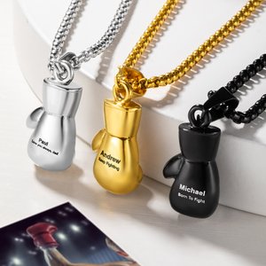 Personalized Engraved Boxing Glove Gothic Necklace with 22 inches Length Jewelry Christmas Birthday Gift for Boxers Lover