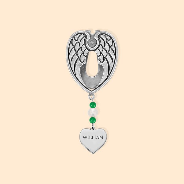 Clip per visiera personalizzata con ali di angelo custode e targhetta con nome a forma di cuore per il parasole dell'auto