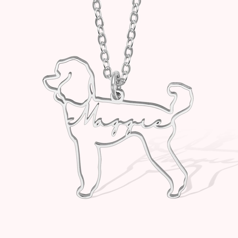 Collier Acier Inoxydable Personnalisé avec Prénom et Motif Chien Cadeau pour Femme Amoureuse de l'Animal de Campagne