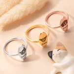 Bague Chevalière Personnalisée avec Portrait de l'Animal Nom Bijou Simple Cadeau Anniversaire pour Amoureux d'Animal de Compagnie