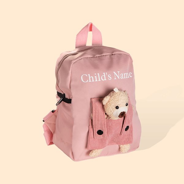 Sac à Dos Maternelle Personnalisé avec Ourson Détachable Nom Cadeau Fête des Enfants Rentrée pour Enfants
