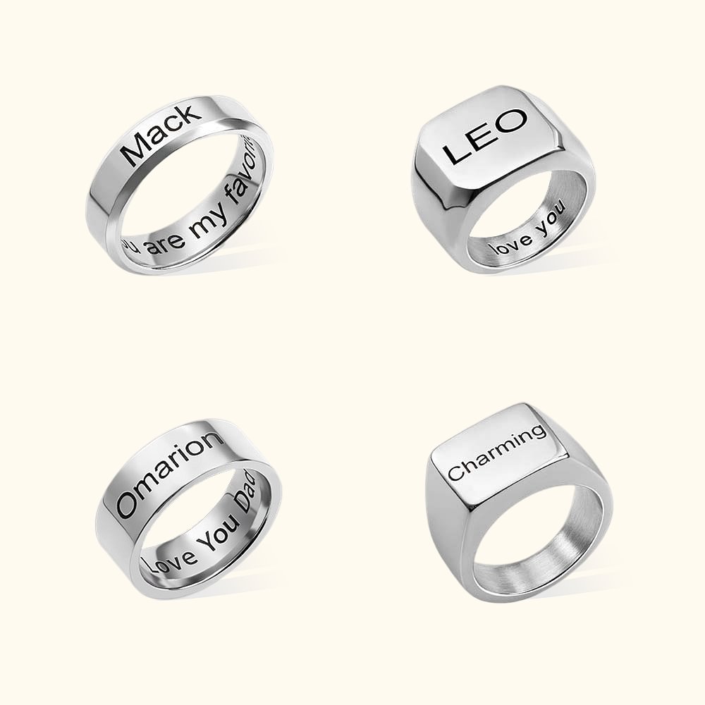 Bague de Promesse en Acier Inoxydable pour Homme Personnalisée avec Texte Gravée Cadeau d'Anniversaire Fête des Pères pour Papa