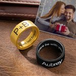 Personalized Men's Engraved Ring Stainless Steel Promise Rings Gifts for Dad