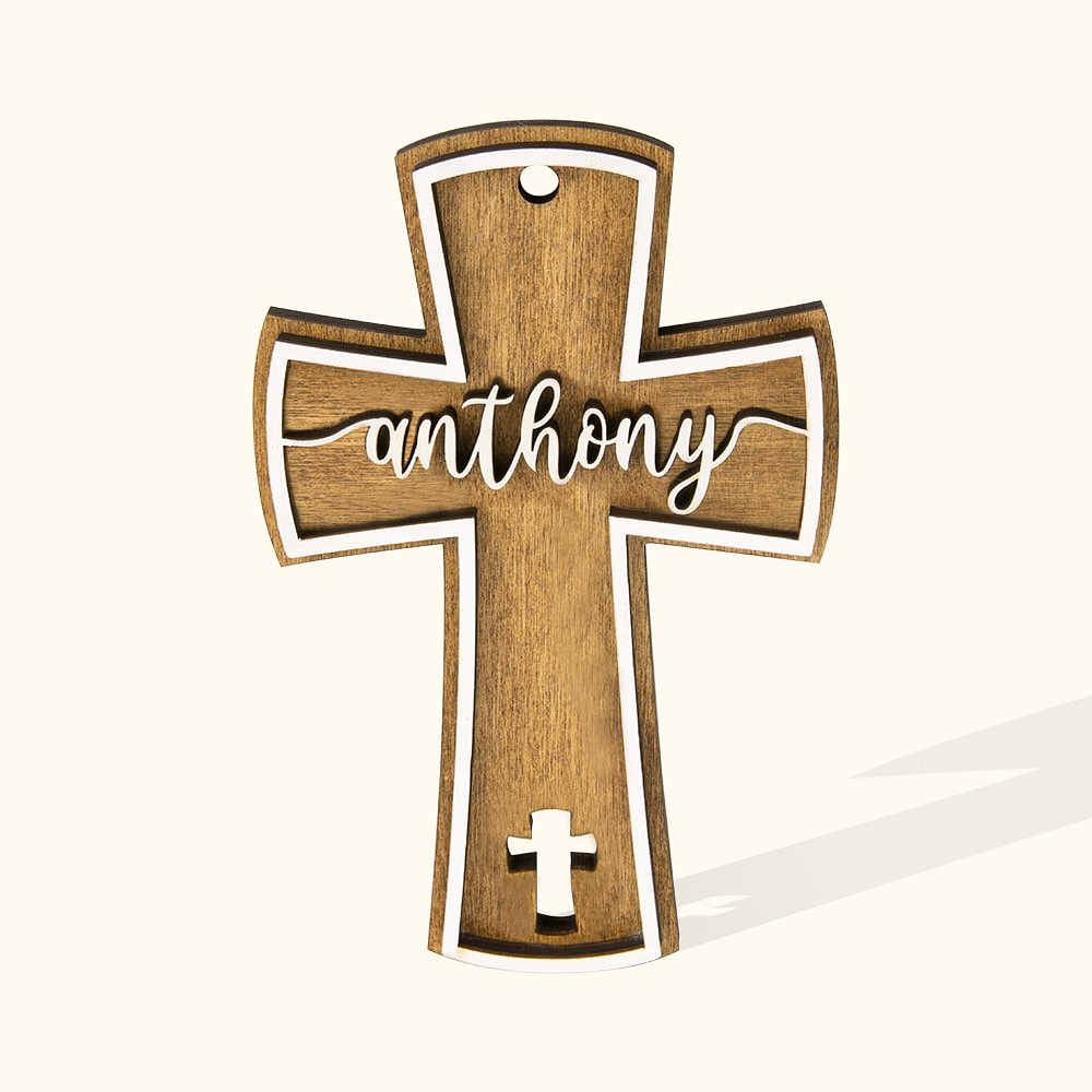 Croix chrétienne en bois personnalisée pour baptême Croix religieuse cadeau