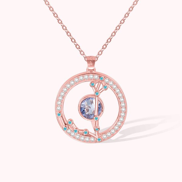 Collier Personnalisé pour Mamie Maman avec Pendentif Constellation du Zodiaque et Pierres de Naissance Cadeau de Fête pour Femmes