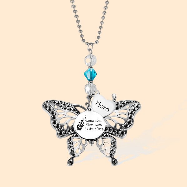 Charm per auto personalizzato con farfalla d'argento