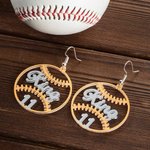 Personalised Name Baseball Dangle Earrings for Women