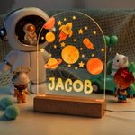 Luce notturna personalizzata a colori Dinosauro Fantasia Unicorno Spazio con il nome del bambino
