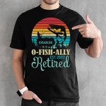 Personalized O-FISH-ALLY Retired Black Cotton T-shirt with Name and Year