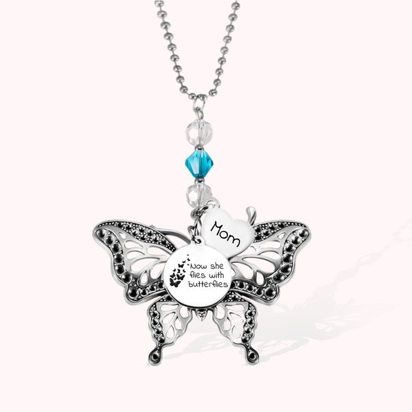 Silver Butterfly Car Charm