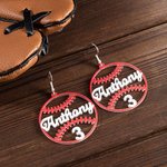 Personalised Name Baseball Dangle Earrings for Women