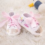 Gepersonaliseerde Baby Meisje Fantasie Eenhoorn Sequin Peuter Wandelschoenen met Naam Baby Shower Verjaardagscadeau voor pasgeborene