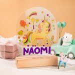 Luce notturna personalizzata a colori Dinosauro Fantasia Unicorno Spazio con il nome del bambino