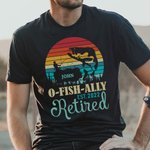Personalized O-FISH-ALLY Retired Black Cotton T-shirt with Name and Year