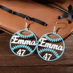 Personalised Name Baseball Dangle Earrings for Women
