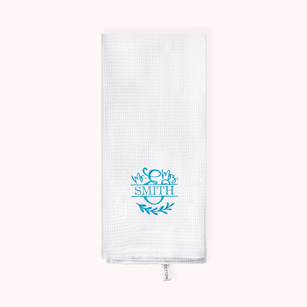 Torchon à Nid d’Abeille Personnalisé avec Initiale et Année Décoration de Cuisine Cadeau de Retraite pour la Famille