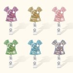 Porte-Badge en Acrylique Décor Carte d'Identification Personnalisé avec Paillettes et Nom Cadeau pour Infirmière ou Médecin