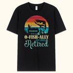 Personalized O-FISH-ALLY Retired Black Cotton T-shirt with Name and Year