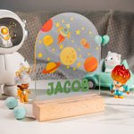 Luce notturna personalizzata a colori Dinosauro Fantasia Unicorno Spazio con il nome del bambino