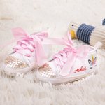 Gepersonaliseerde Baby Meisje Fantasie Eenhoorn Sequin Peuter Wandelschoenen met Naam Baby Shower Verjaardagscadeau voor pasgeborene