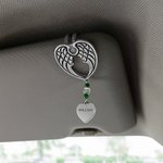 Personalisierte Schutzengel Flügel Visier Clip mit Herzform Namensschild für Auto Sonnenblende