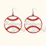 Personalised Name Baseball Dangle Earrings for Women