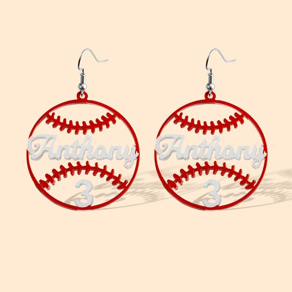Name Baseball Dangle Earrings for Women