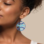 Personalised Name Baseball Dangle Earrings for Women