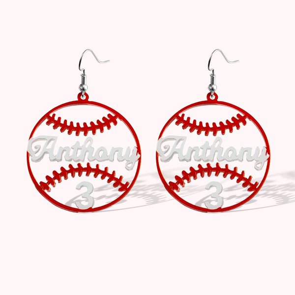 Name Baseball Dangle Earrings for Women