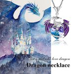 Personalized Dragon Necklace Embellished with Circle and Heart Crystal