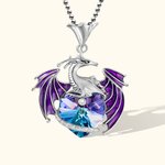 Personalized Dragon Necklace Embellished with Circle and Heart Crystal