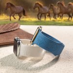 Bracelet de Montre en Silicone avec Nom Personnalisé Cheval et Fer à Cheval pour Apple