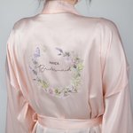 Personalized Foliage Floral Wreath Design Satin Robe Bridal Shower Wedding Gift for Bride Bridesmaid