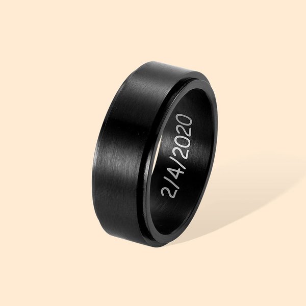 Personalized Black Stainless Steel Spinner Ring