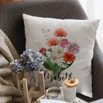 Personalized Watercolor Birth Flower Bouquet Pillow Cover Family Theme Home Decoration Mother's Day Birthday Gift for Mom Grandma