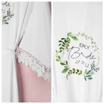 Personalized Foliage Floral Wreath Design Satin Robe Bridal Shower Wedding Gift for Bride Bridesmaid