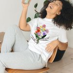 Personalised Family Member Birth Flower Bouquet with Name T-shirt