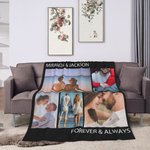 Coperta morbida personalizzata con collage di 5 foto e nome dell'amante Regalo di San Valentino Anniversario per la coppia