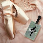 Etiquette à bagages personnalisée avec la silhouette d'une ballerine - Cadeau pour une danseuse